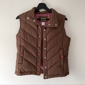 Brown Feather Down Quilted Puffer Vest